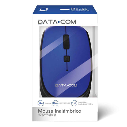 Mouse Inalámbrico 4d Uv/Rubber Azul | Datacom