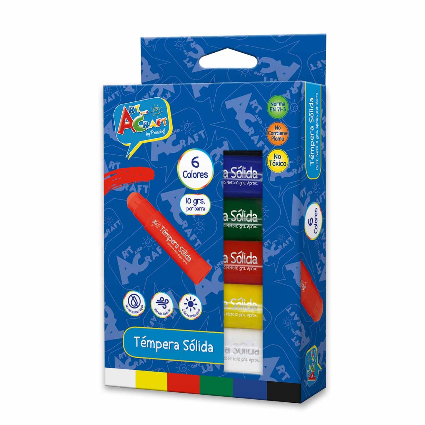 Tempera Solida 10 Grs 6 Colores | Art & Craft