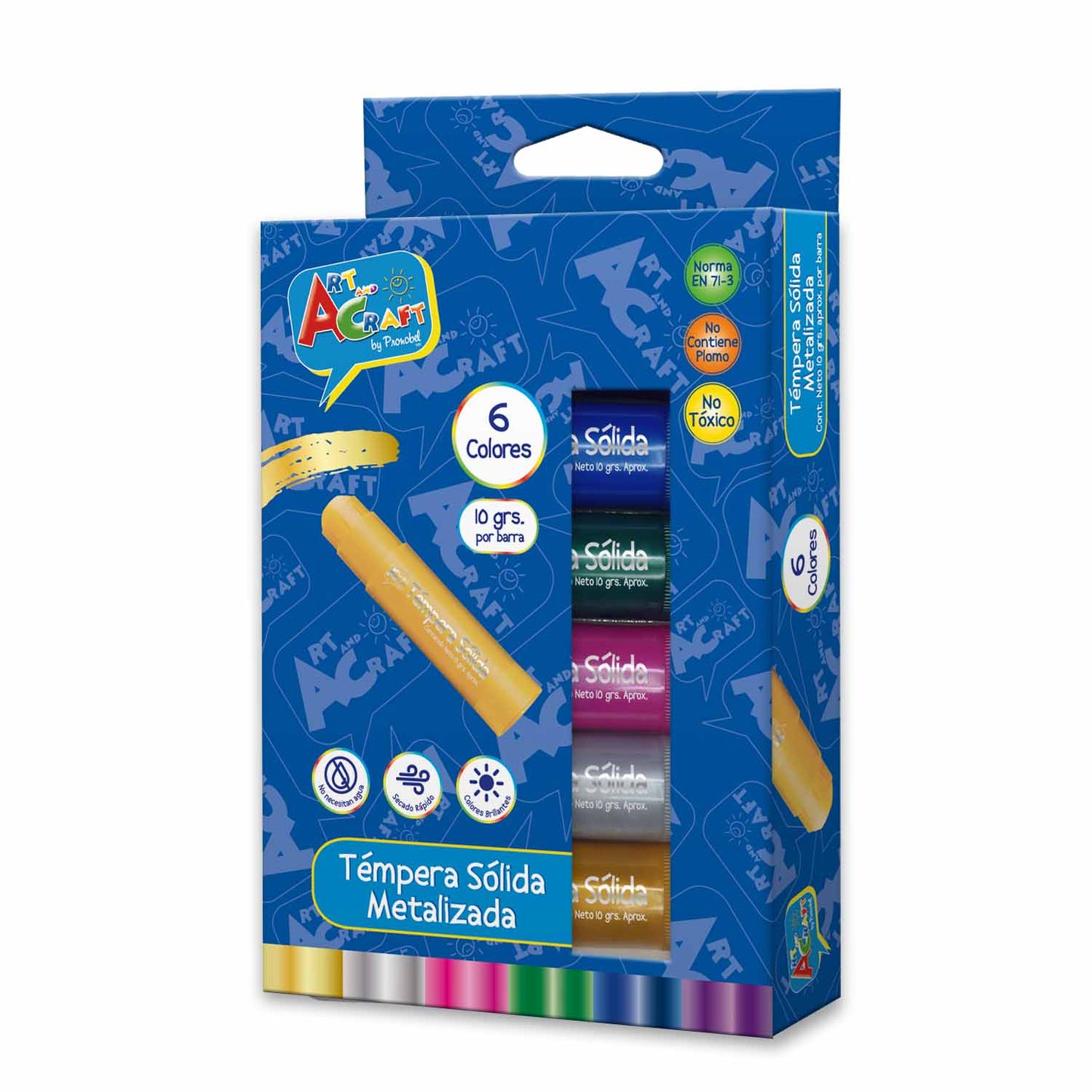 Tempera Solida Metálica 10 Grs 6 Colores | Art & Craft
