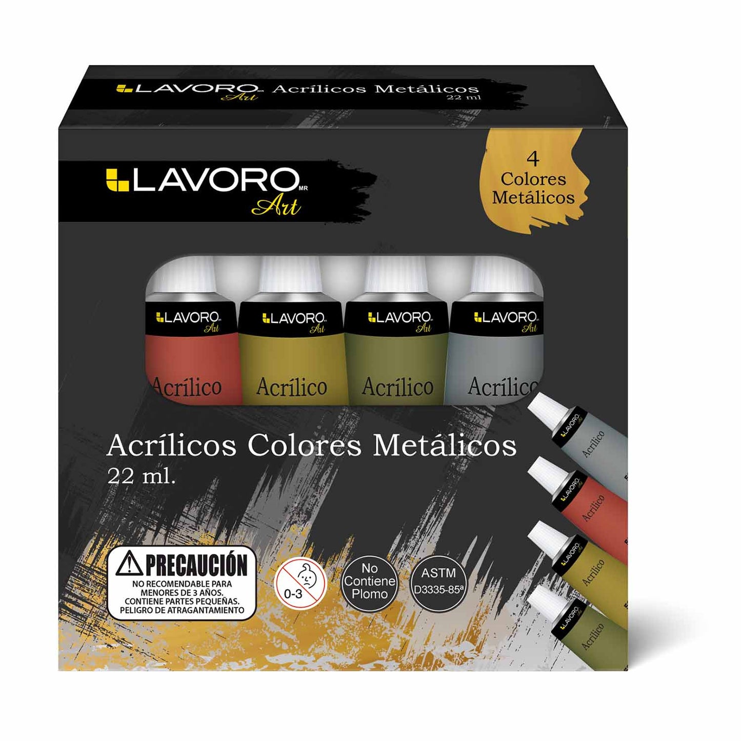 Pintura Acrílica Col Metálicos 4 Col 22Ml | Lavoro