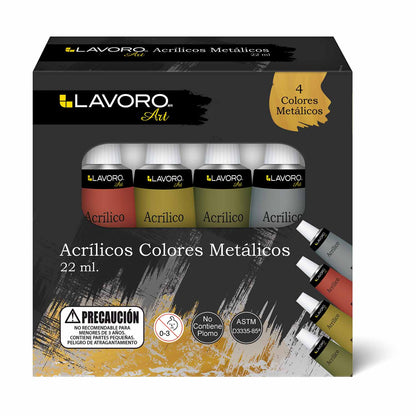 Pintura Acrílica Col Metálicos 4 Col 22Ml | Lavoro