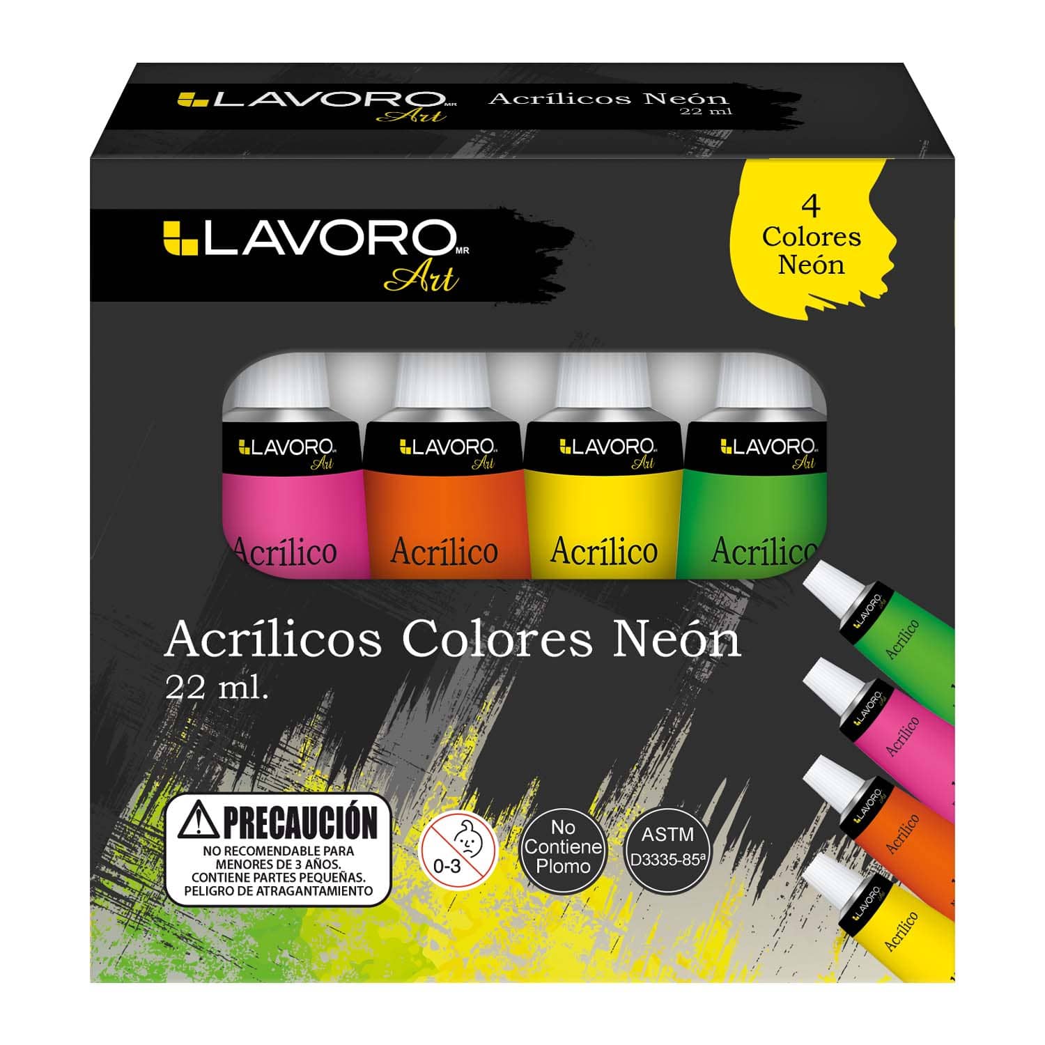 Pintura Acrílica Col Neón 4 Col 22Ml | Lavoro