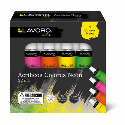 Pintura Acrílica Col Neón 4 Col 22Ml | Lavoro