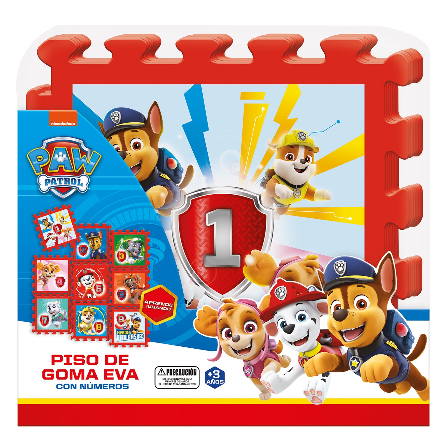 Piso Goma Eva Con Numeros 9 Piezas 30x30 | Paw Patrol
