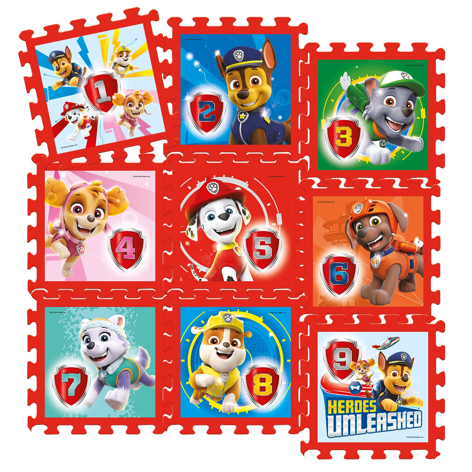 Piso Goma Eva Con Numeros 9 Piezas 30x30 | Paw Patrol