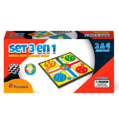 3 En 1 Magnético (Dama; Tablero Chino; Ludo) | Nobel Toys