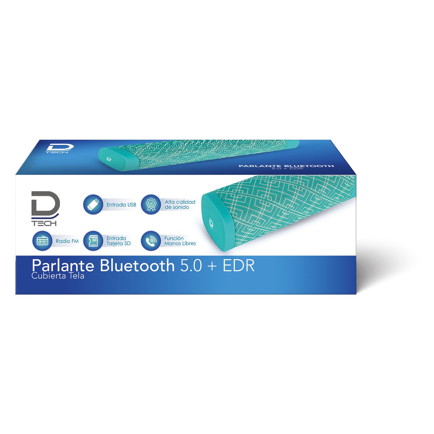 Parlante Bluetooth 5.0 + EDR Cubierta Tela Turquesa | Datacom
