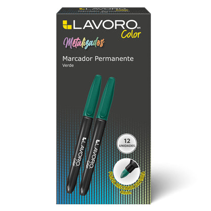Marcador Permanente Punta Redonda Verde Metal | Lavoro