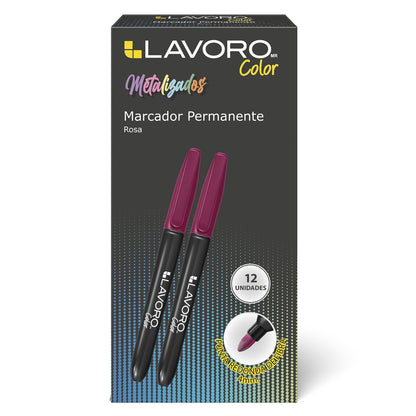 Marcador Permanente Punta Redonda Rosa Metal | Lavoro