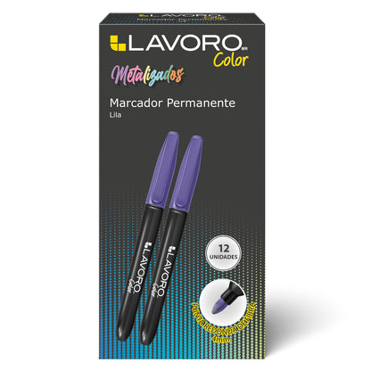 Marcador Permanente Punta Redonda Lila Metal | Lavoro