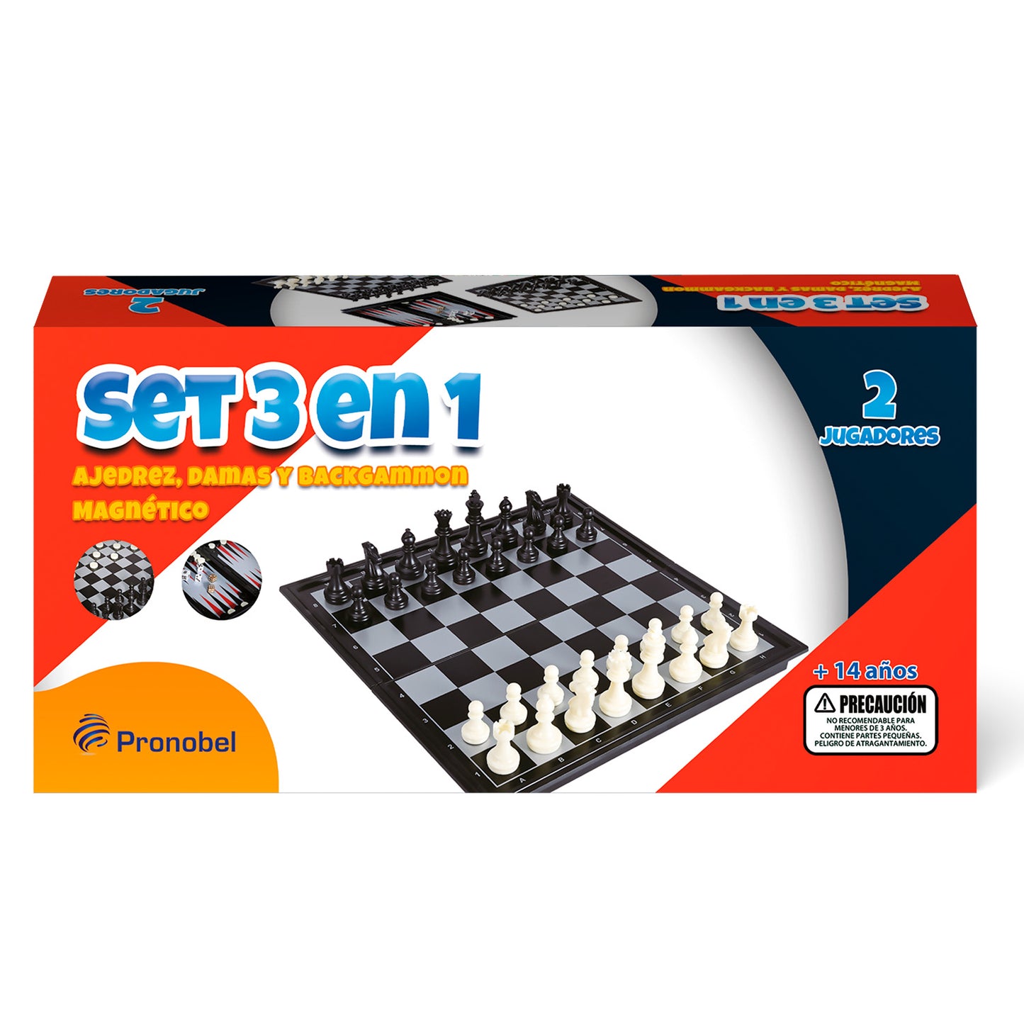 3 En 1 Magnetico Deluxe (Ajedrez, Dama y Backgammon) | Nobel Toys