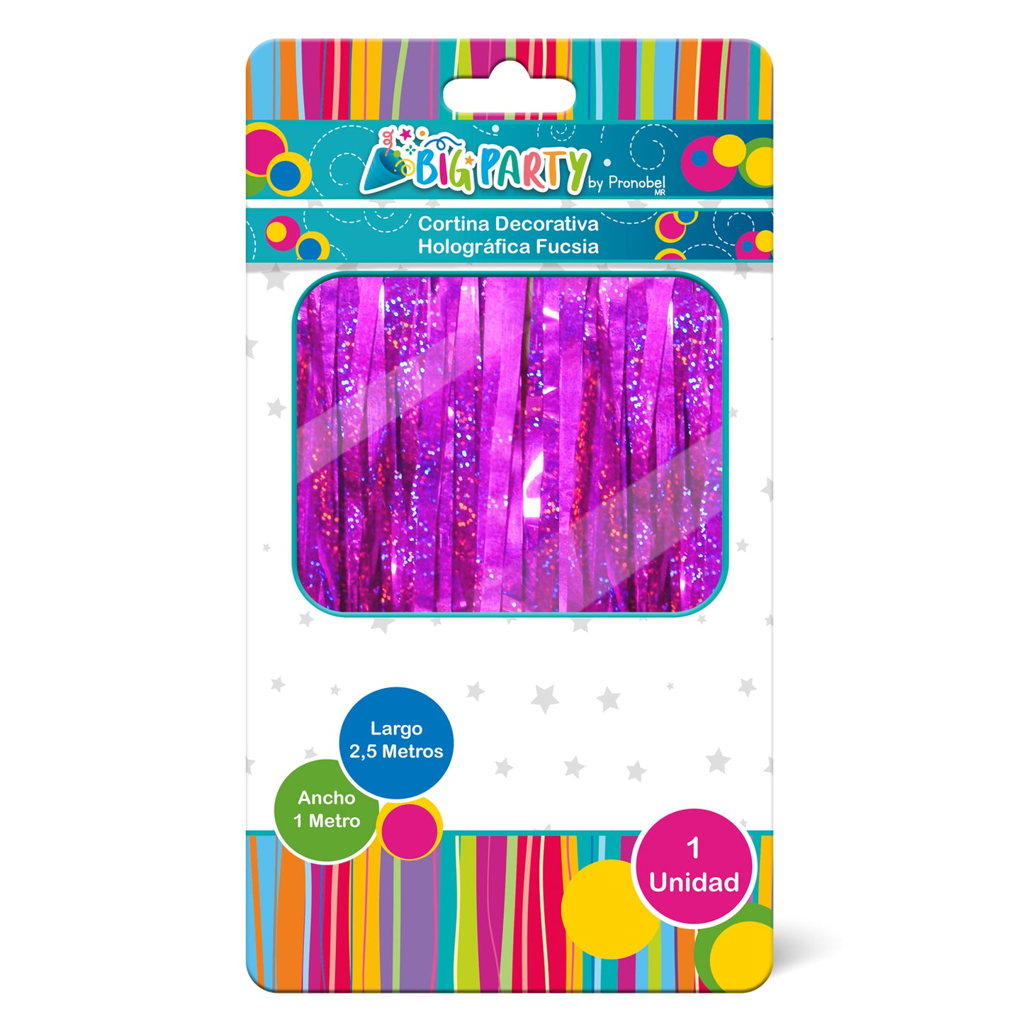 Cortina Holográfica Fucsia 2,5 metros | Big Party