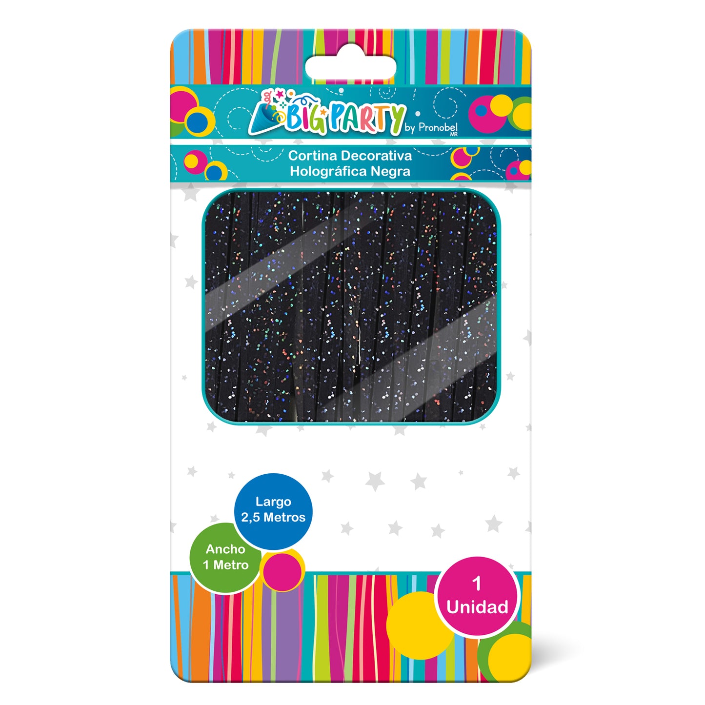 Cortina Holográfica Negra 2,5 metros | Big Party