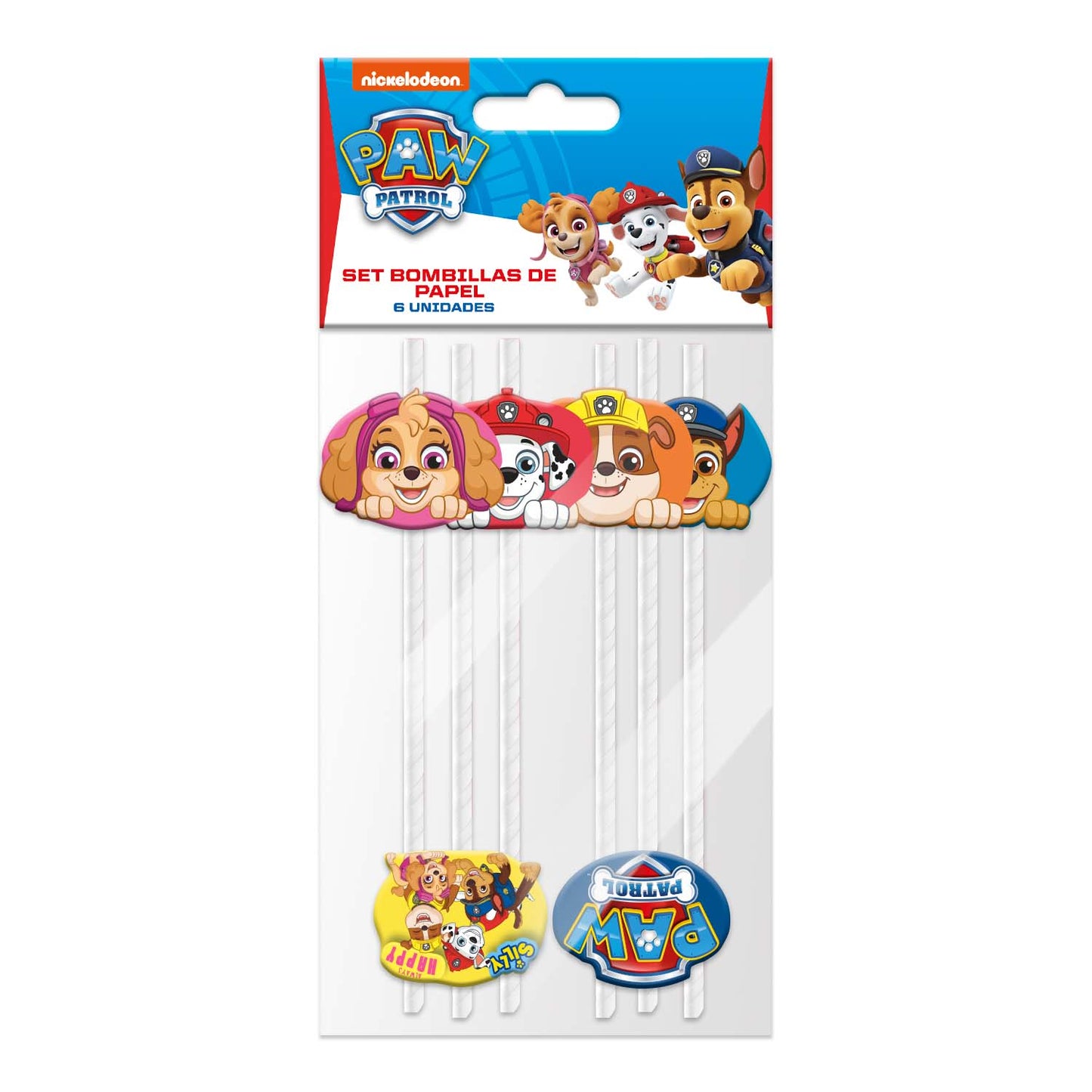 Set 6 Bombillas de Papel 6x20 cm | Paw Patrol