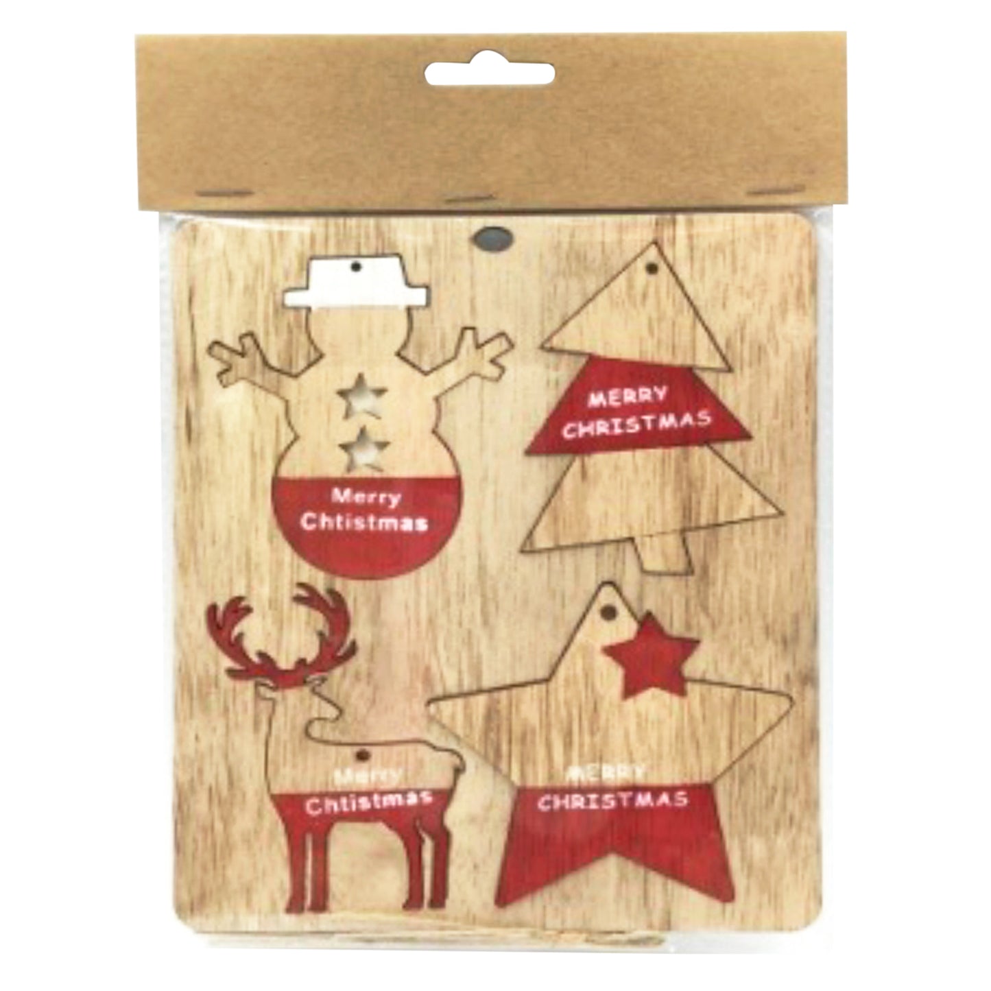 Set 4 Adorno Navidad Madera | Big Party