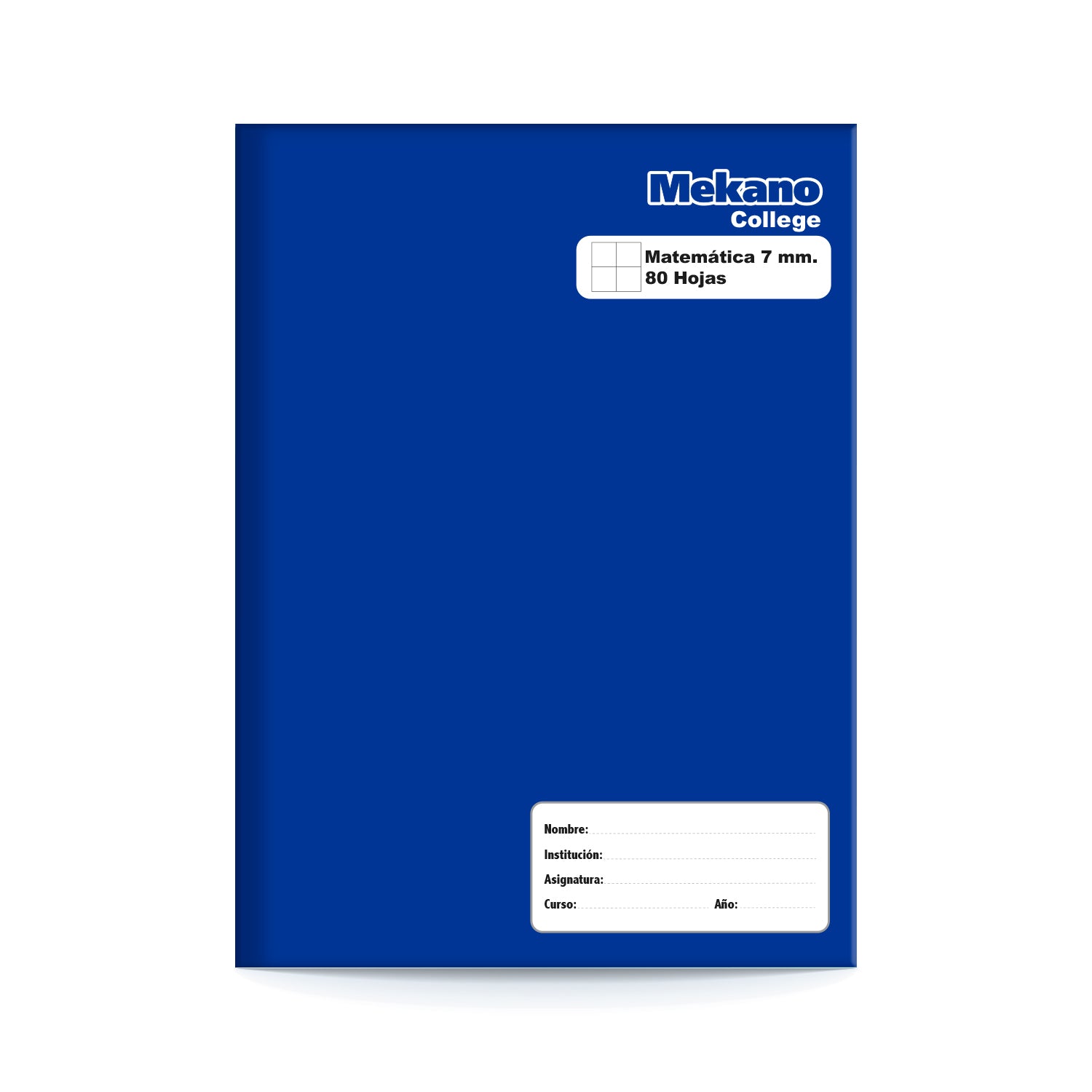 Cuaderno College 80 Hojas Mat 7 mm Liso Azul | Mekano
