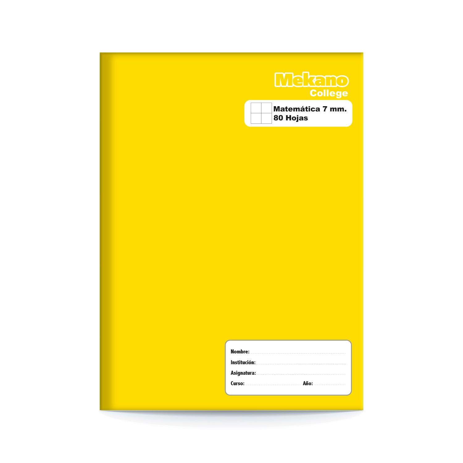 Cuaderno College 80 Hojas Mat 7 mm Liso Amarillo | Mekano