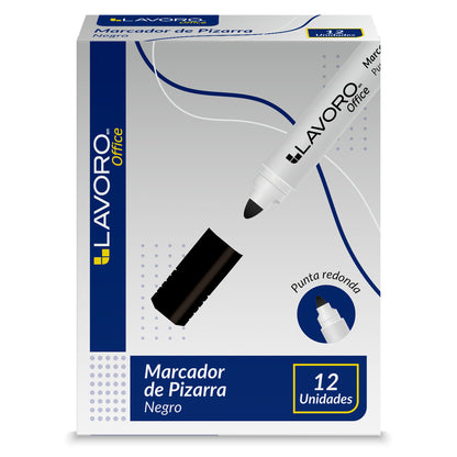 Marcador De Pizarra Punta Redonda Negro Lavoro