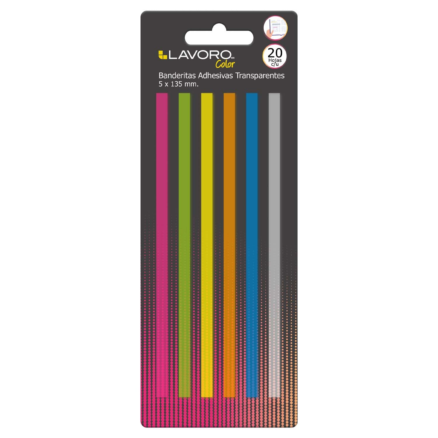 Banderitas Adhesivas Transparente 6 Colores | Lavoro