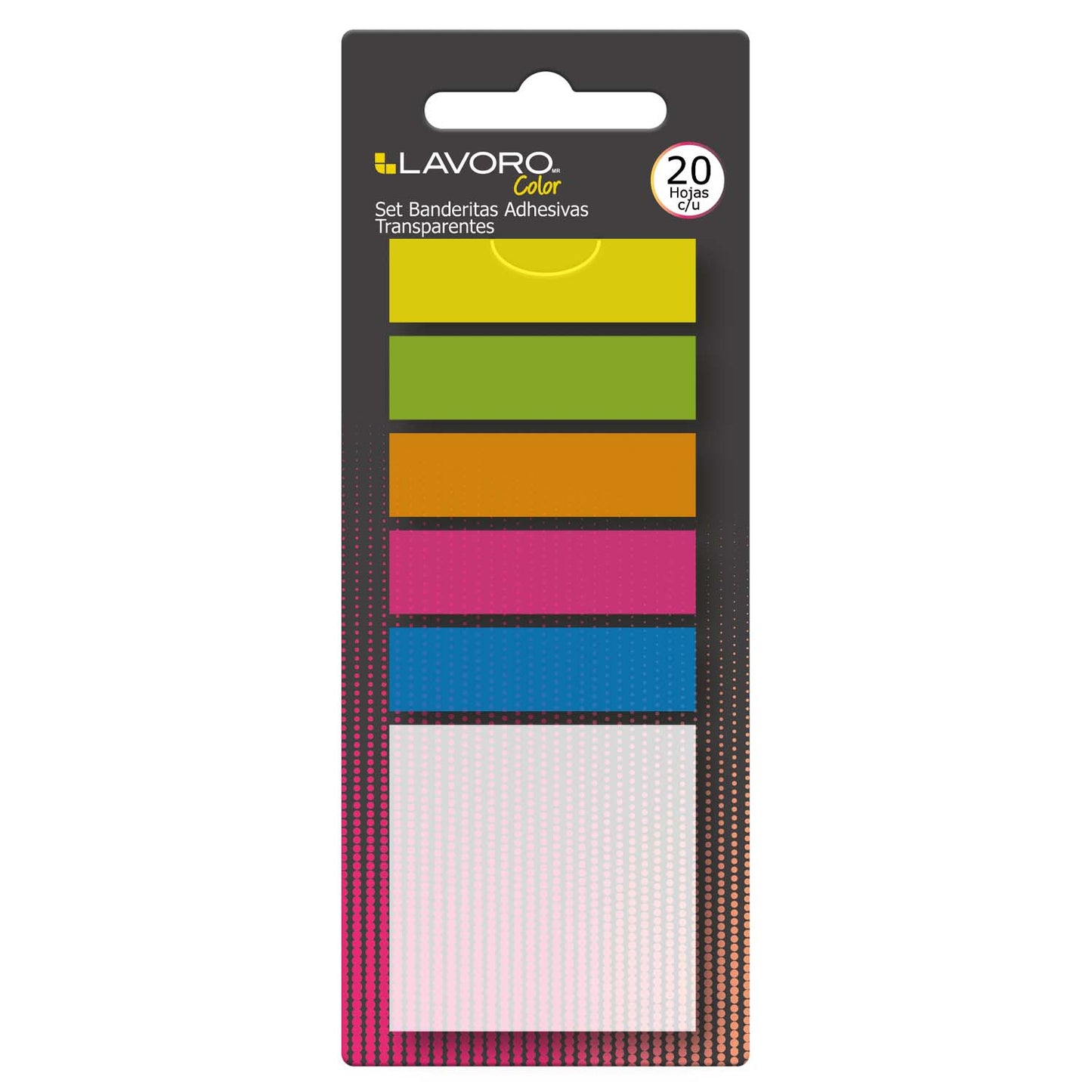 Banderitas Adhesivas Transparentes 6 Colores Neón | Lavoro