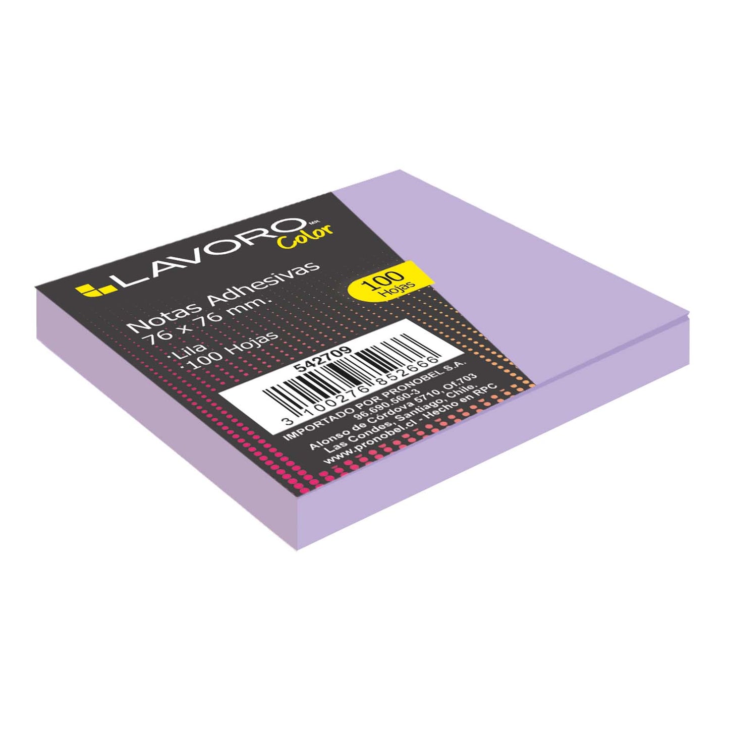 Nota Adhesiva 654 76x76 mm 100 hojas 1 uni Lila Lavoro