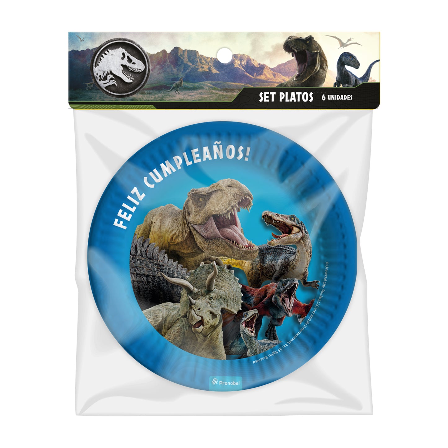 Set 6 Platos De Cartón 18 cm | Jurassic World