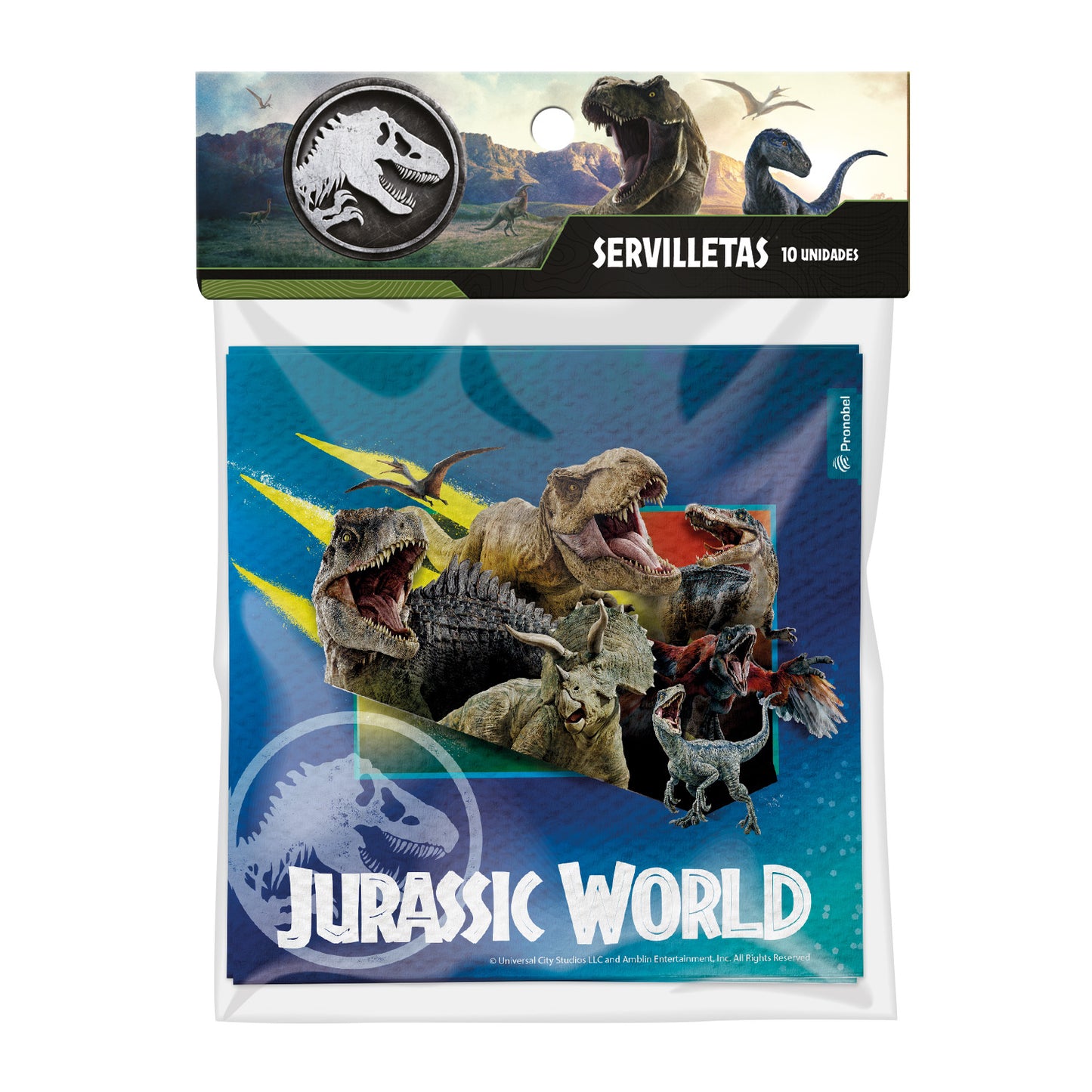 Set 6 Servilletas 33x33 cm | Jurassic World