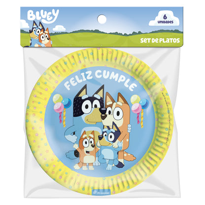 Set 6 Platos De Cartón 18 cm | Bluey