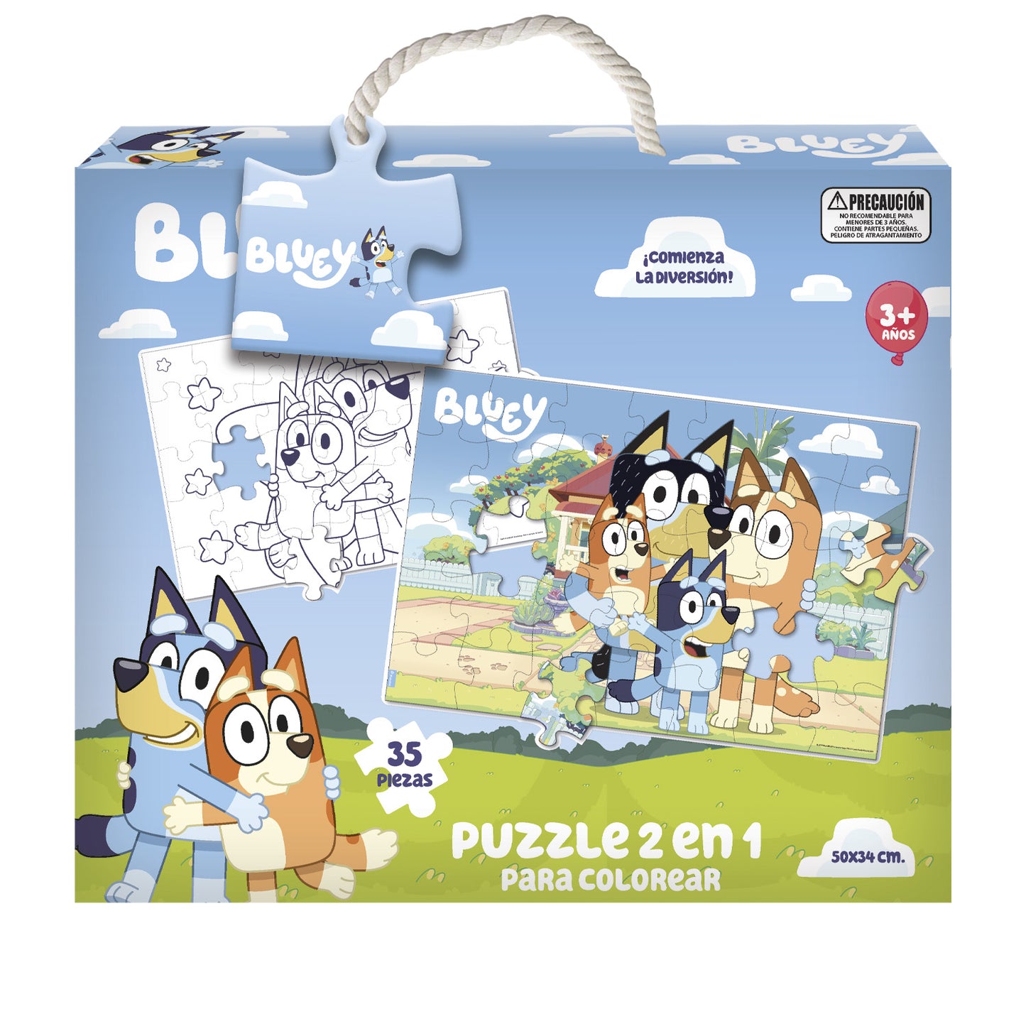 Puzzle 35 Piezas 2 En 1 Para Colorear | Bluey