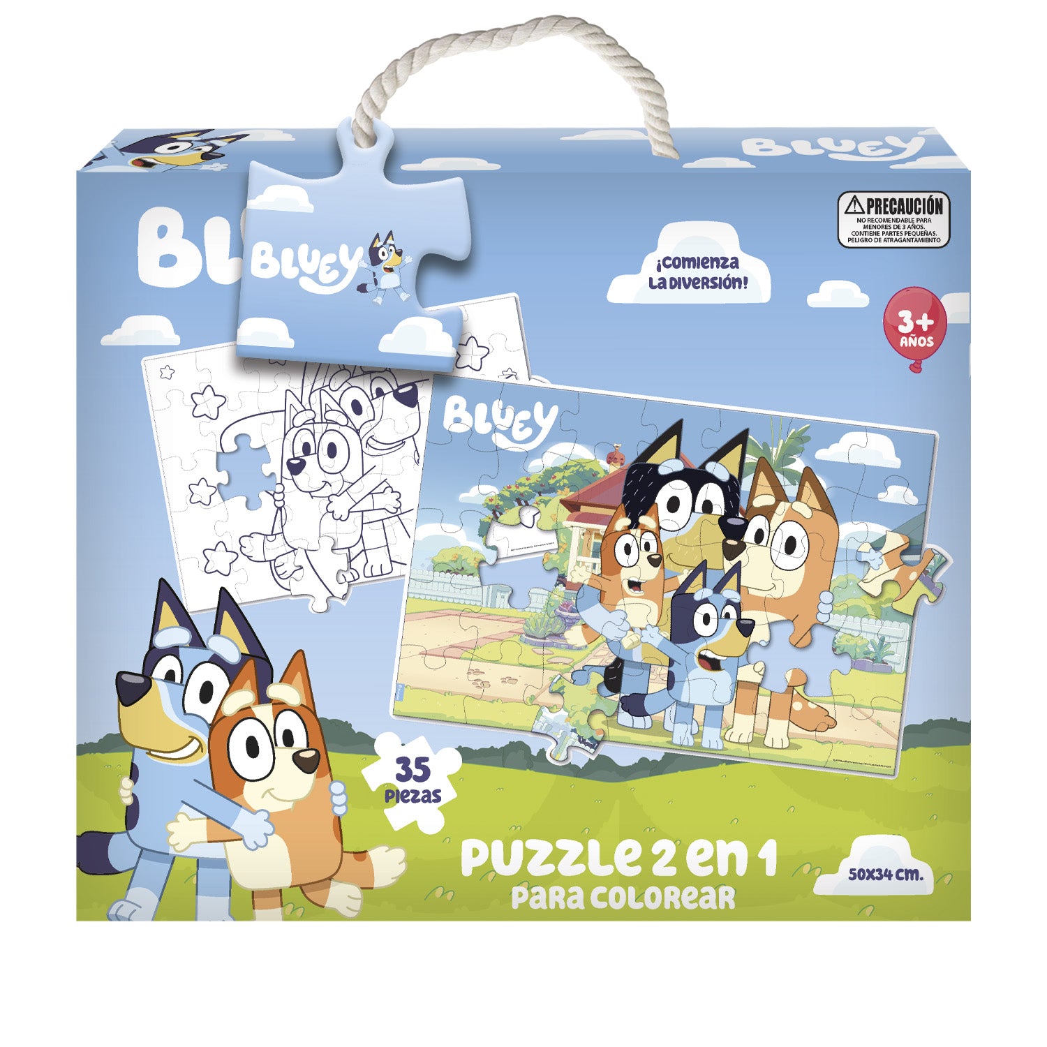 Puzzle 35 Piezas 2 En 1 Para Colorear | Bluey