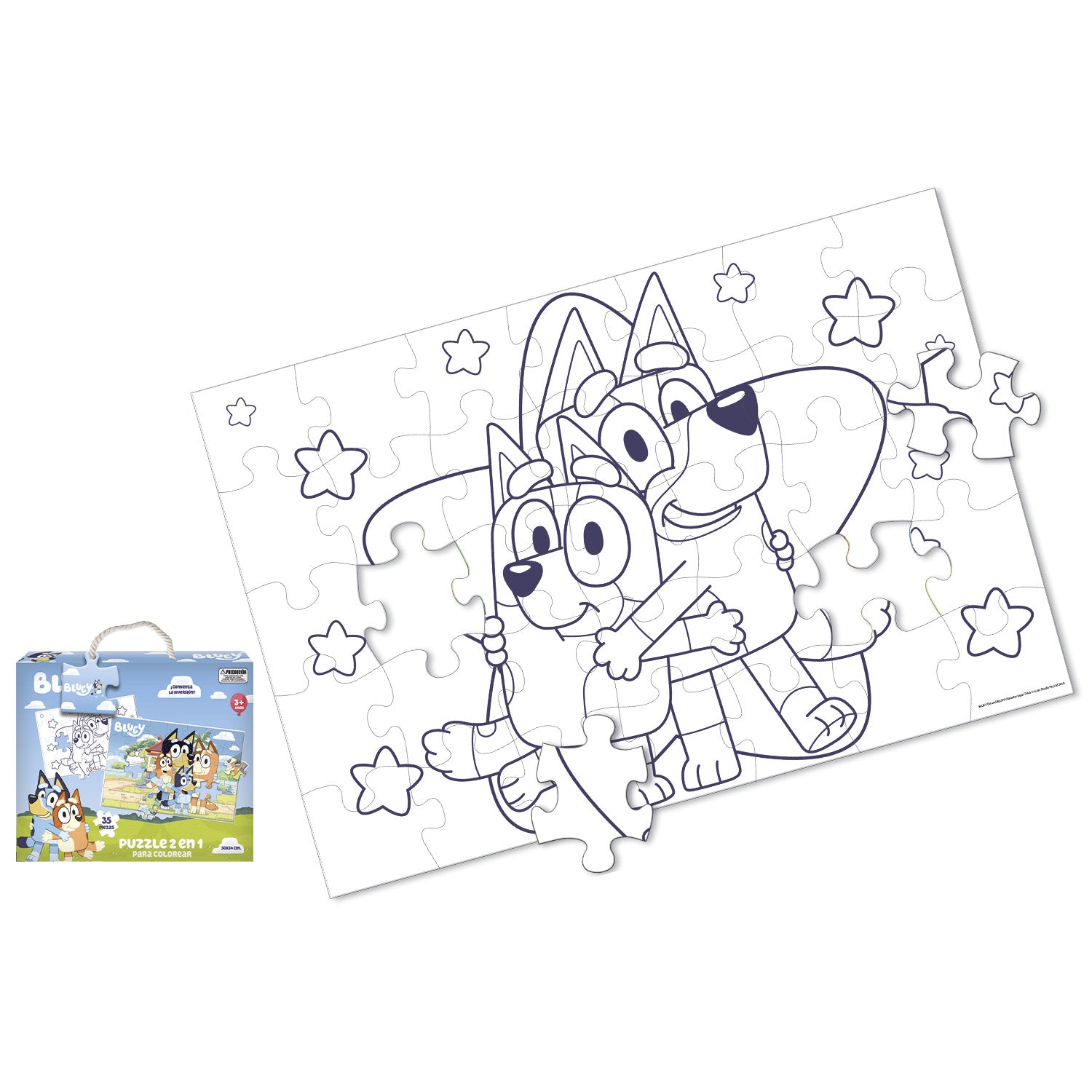 Puzzle 35 Piezas 2 En 1 Para Colorear | Bluey