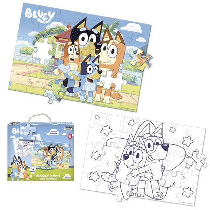 Puzzle 35 Piezas 2 En 1 Para Colorear | Bluey