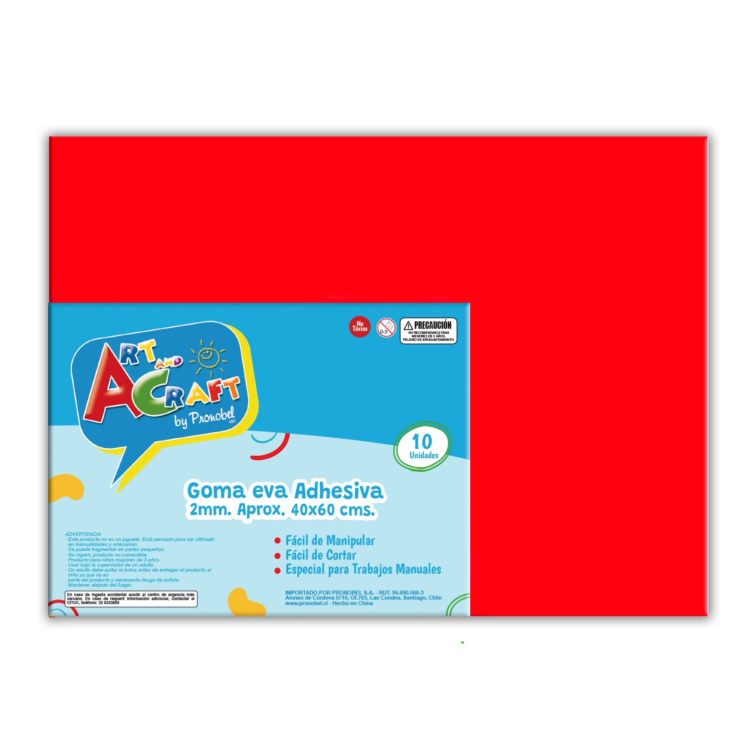 Goma Eva Adhesiva 40x60 cm 2 mm Rojo | Art & Craft