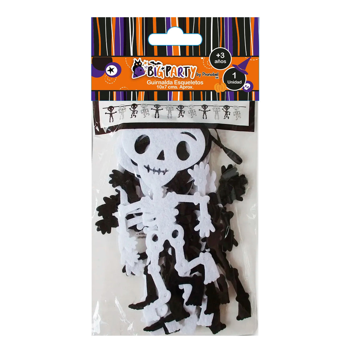 Guirnalda Esqueletos 8 piezas 10x7 cm Halloween | Big Party