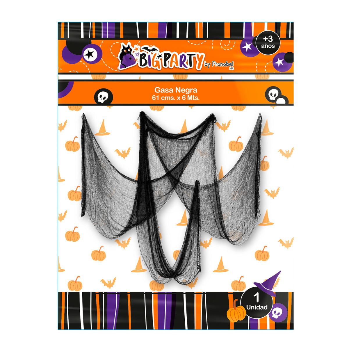 Gasa Negra 61 cm x 6 mt Halloween | Big Party
