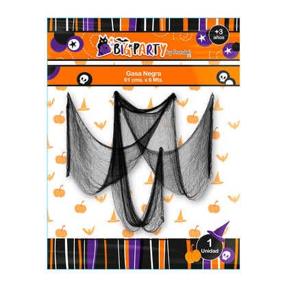 Gasa Negra 61 cm x 6 mt Halloween | Big Party