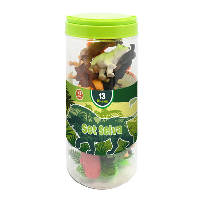 Set Animales de Selva Tubo 13 Piezas | Pronobel