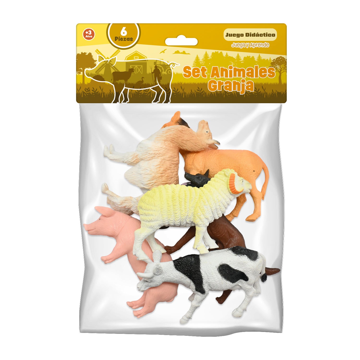 Set Animales de Granja Grande 6 Piezas (13 cm) | Pronobel