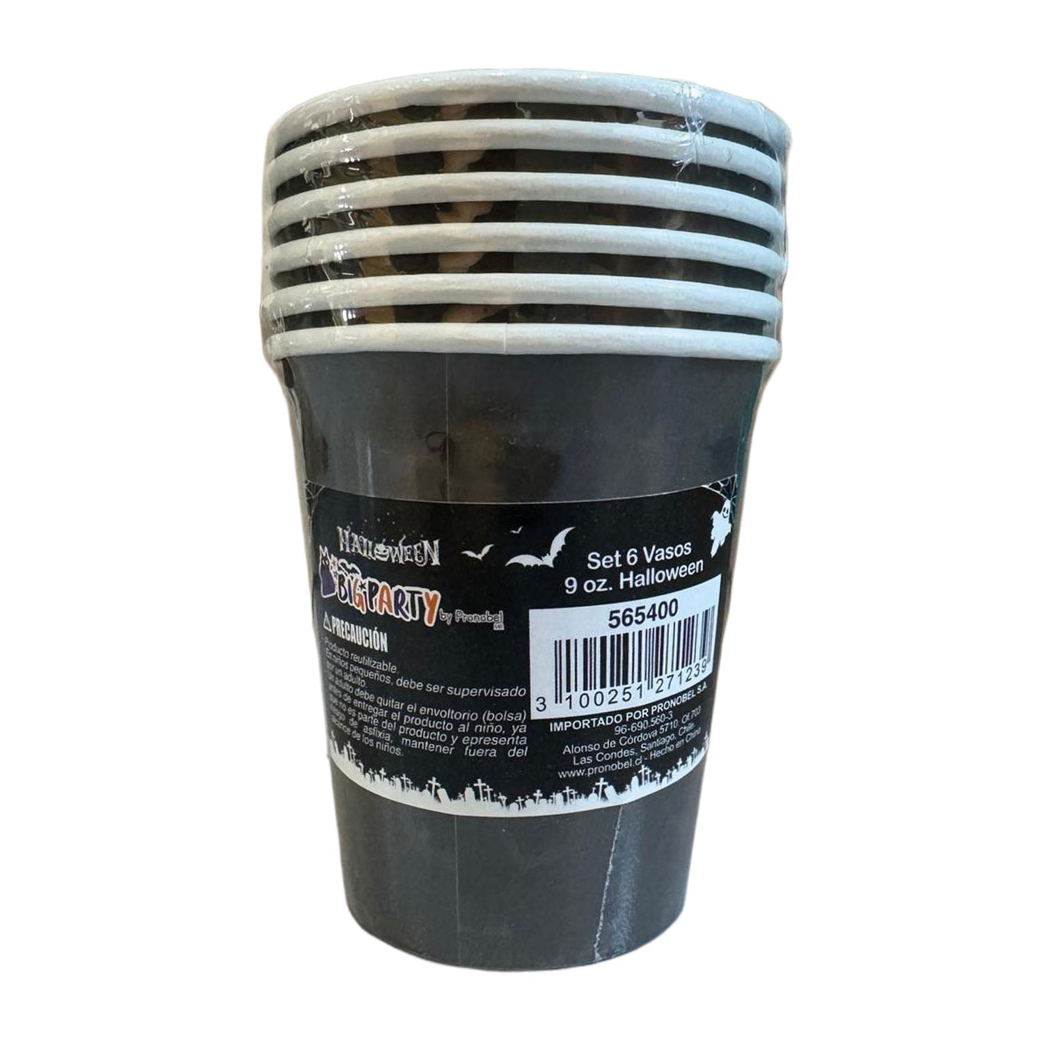 Set 6 Vasos 9 Oz Blanco y Negro Halloween | Big Party