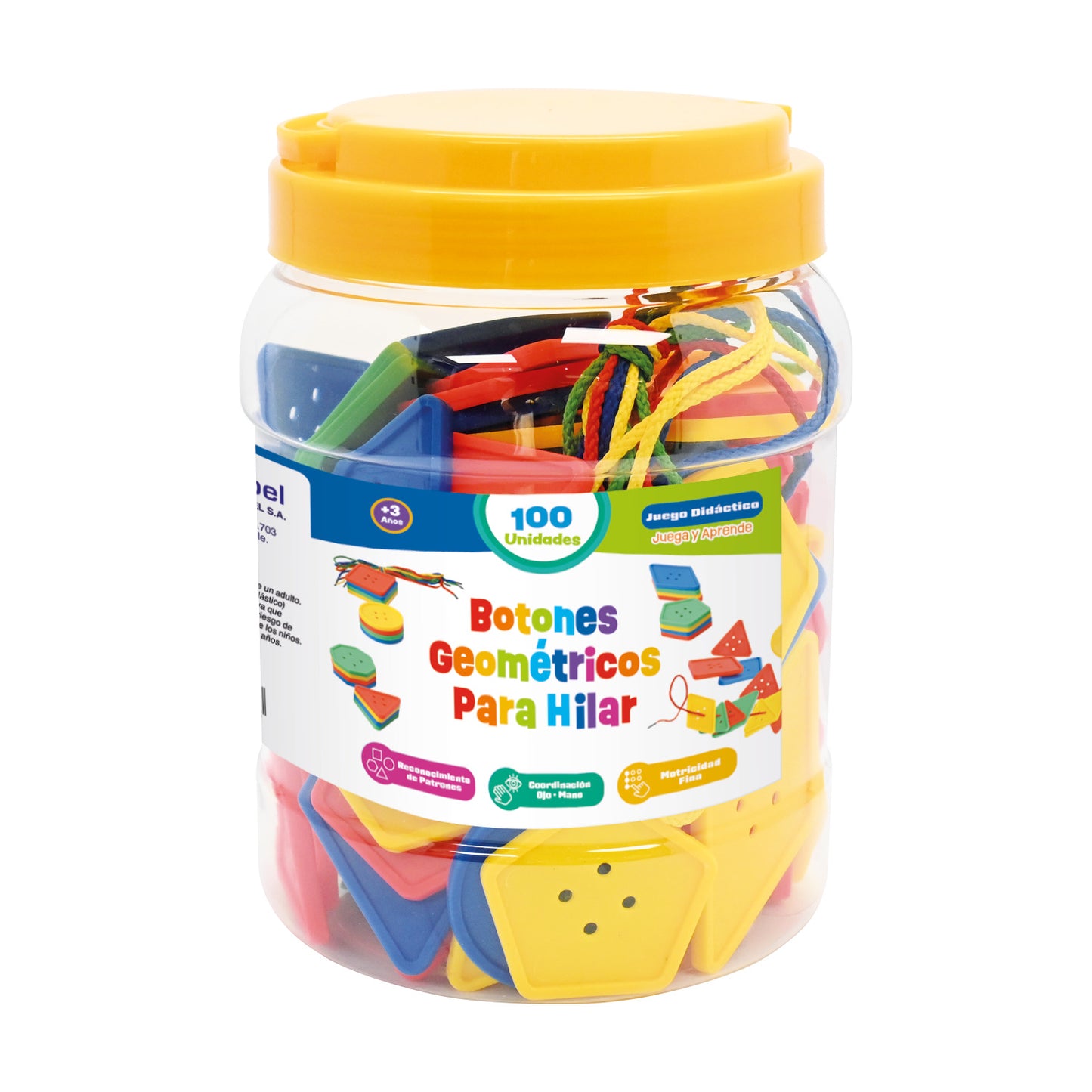 Botones Geométricos para Hilar 100 Unidades con Balde | Pronobel