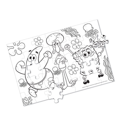 Puzzle 35 Piezas 2 En 1 Para Colorear | Bob Esponja