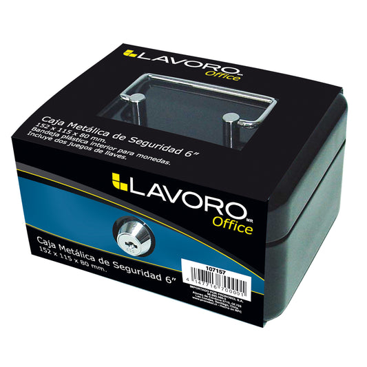 Caja De Seguridad Metal Con Chapa 8" Negra | Lavoro