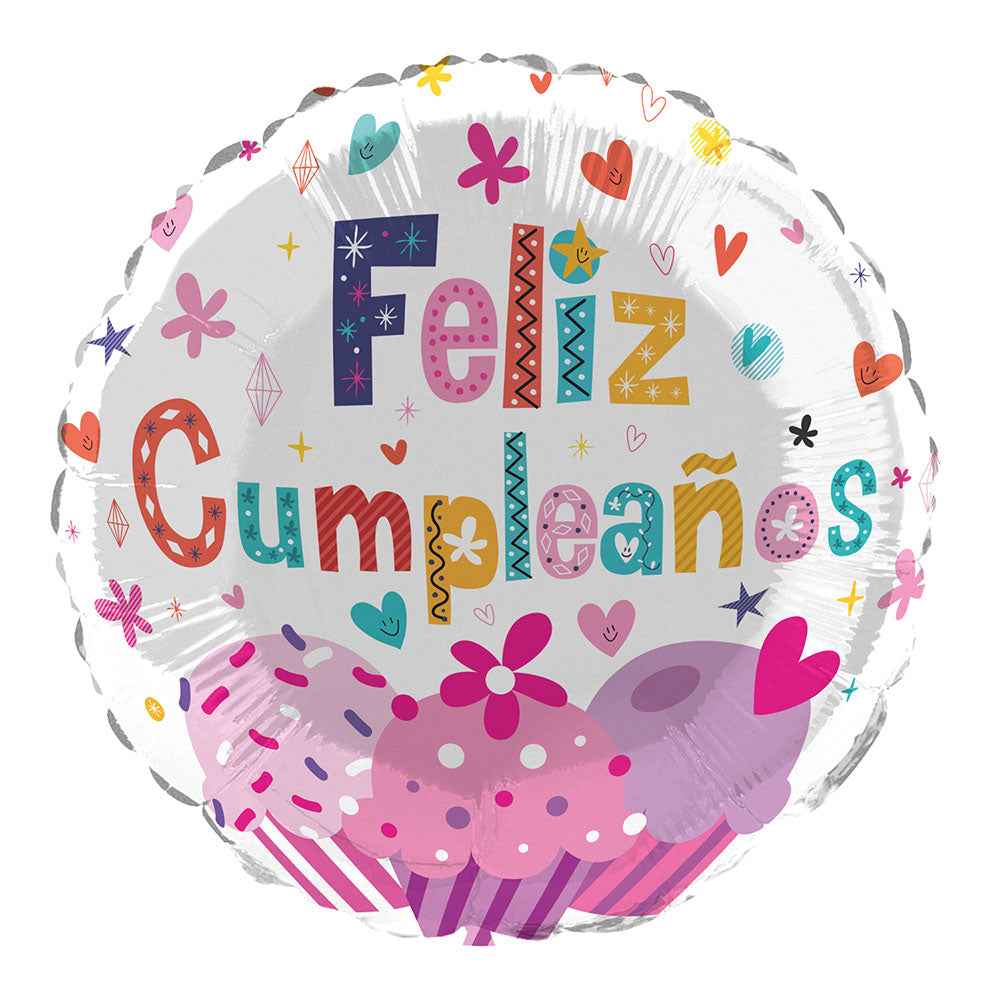 Globo Metálico Impreso Feliz Cumpleaños 18" (47x45,5 cm) | Big Party