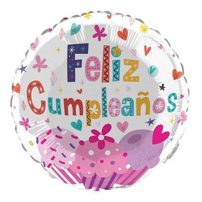 Globo Metálico Impreso Feliz Cumpleaños 18" (47x45,5 cm) | Big Party