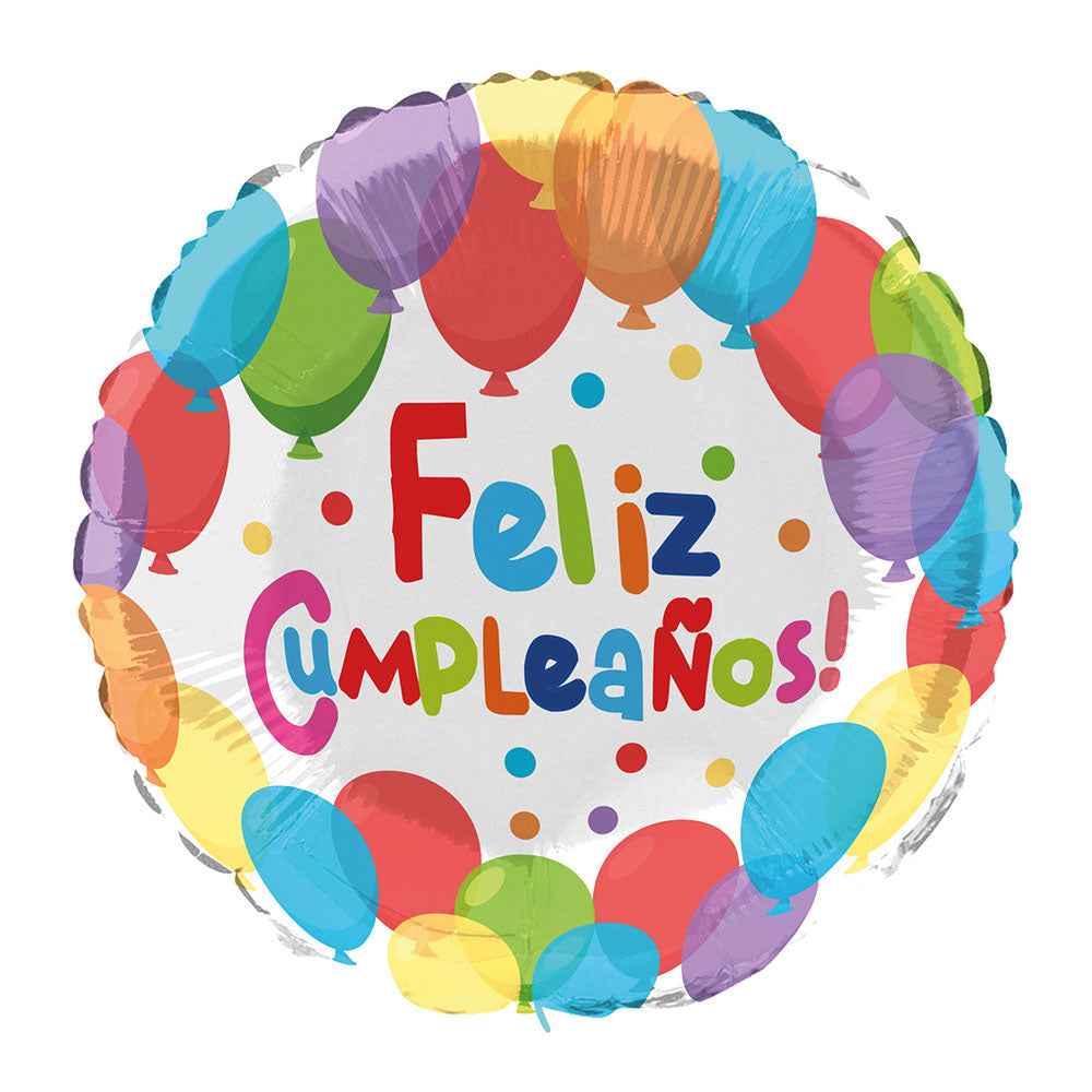 Globo Metálico Impreso Feliz Cumpleaños 18" (47x45,5 cm) | Big Party