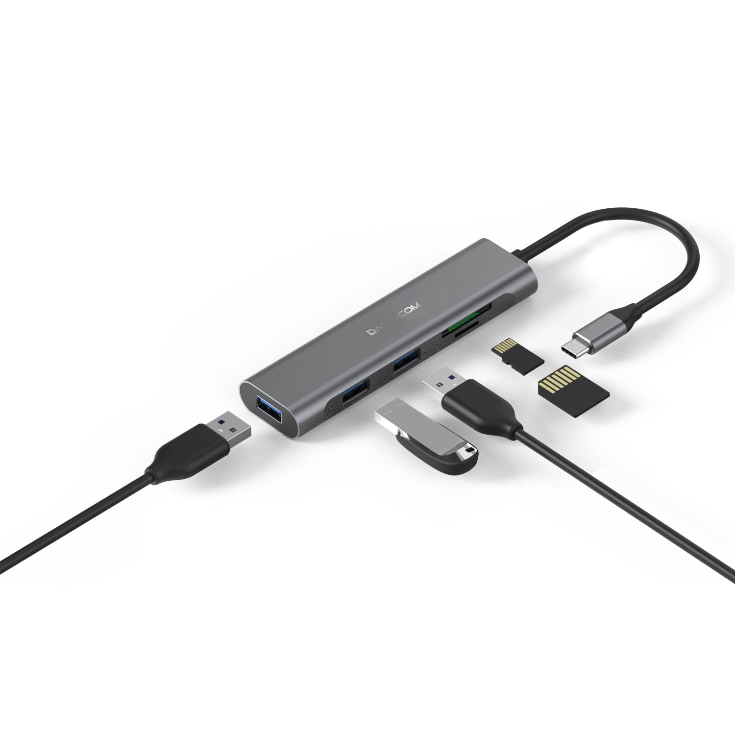 Hub USB Tipo C - 3 USB + Tarjeta SD | Datacom