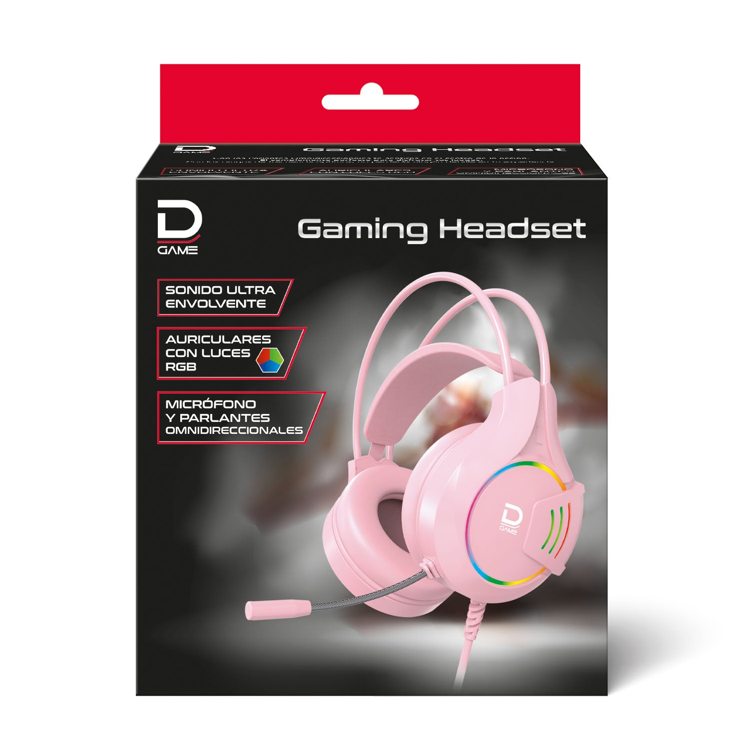 Gaming Headset RGB 3.5 mm + USB Rosado | Datacom